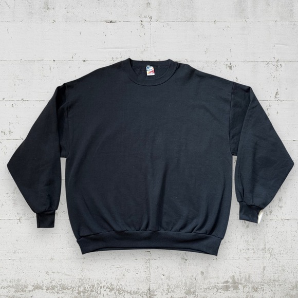 Jerzees Other - Vtg 90s Men's 2XL Jerzees Black Crewneck Sweatshirt Deadstock Blank NWTs USA